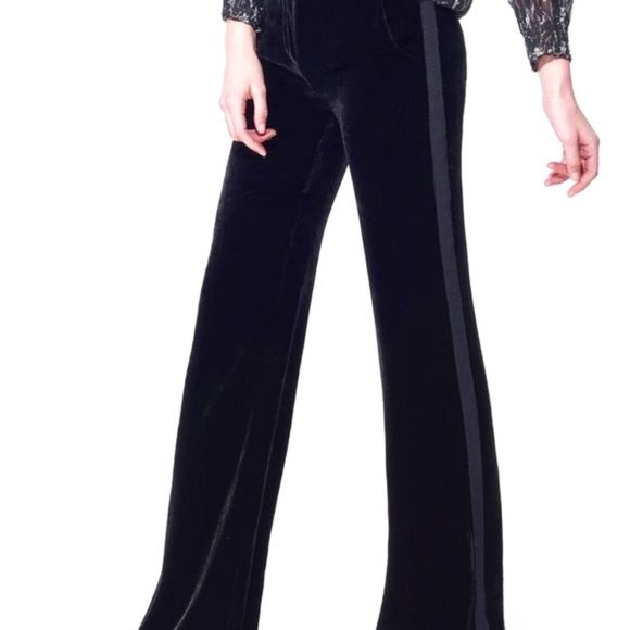 NWT Veronica Beard velvet trouser with ribbon tux stripe - Picture 2 of 4